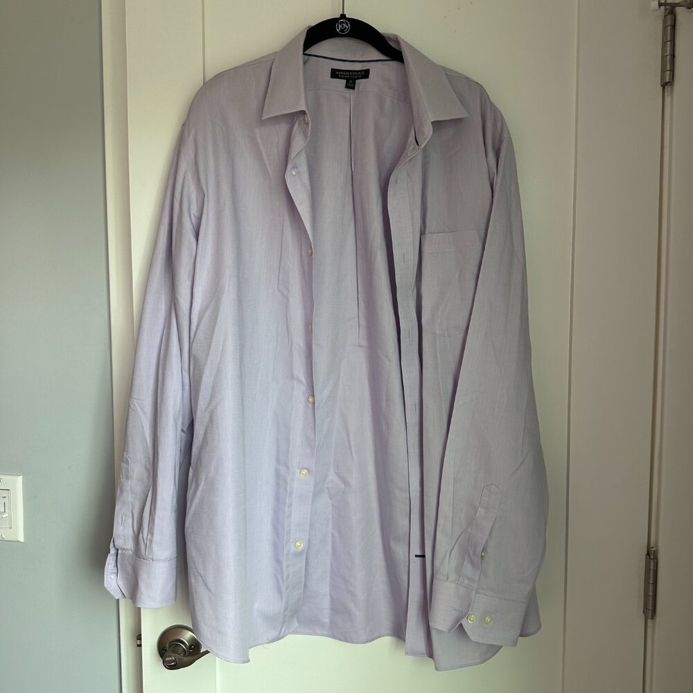 Banana Republic Long Sleeve Shirt Mens XL Purple Cotton Collared Button Down